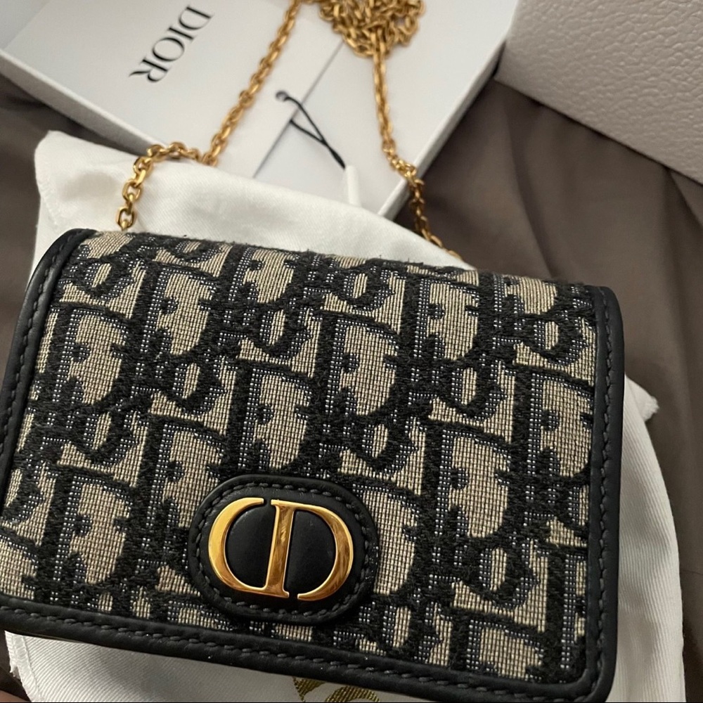 Dior bag 30 MONTAIGNE NANO POUCH - BLUE DIOR OBLIQUE JACQUARD